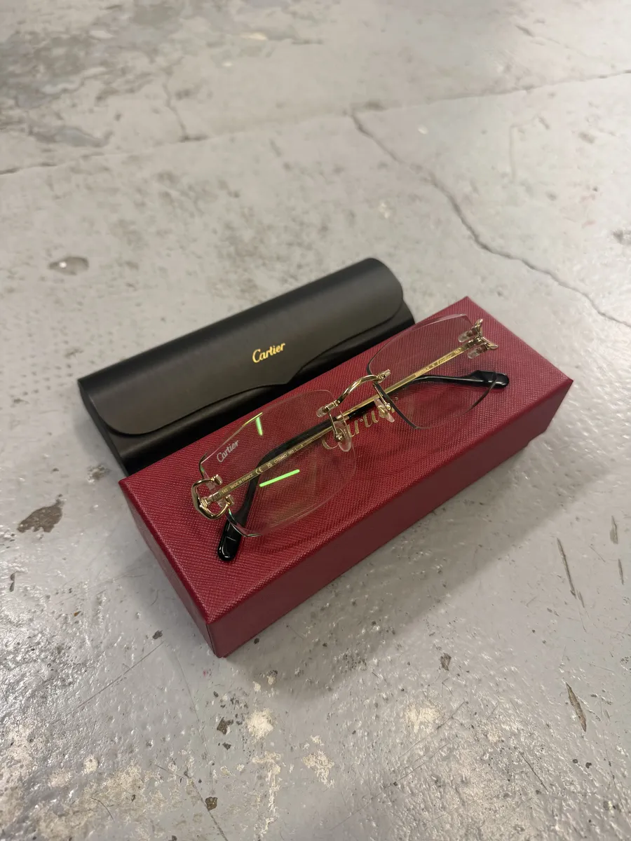 Cartier White Classy Gold Rectangle Frame Glasses - Image 4
