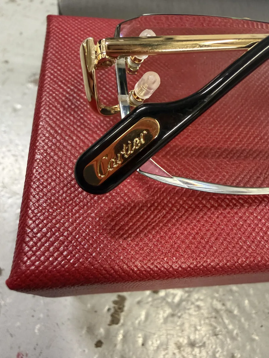 Cartier White Classy Gold Rectangle Frame Glasses - Image 7