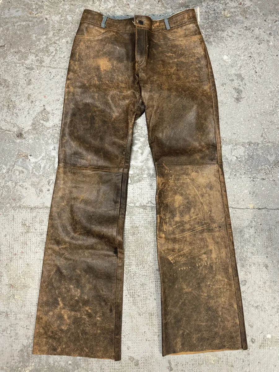 Catherina Lucchi Distressed Eroded Leather Denim Pants - Image 2