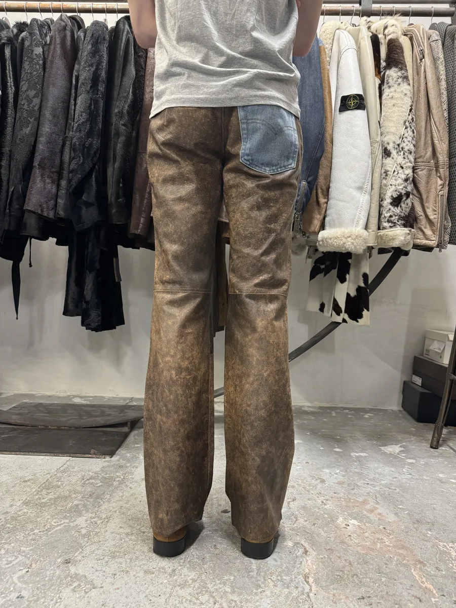 Catherina Lucchi Distressed Eroded Leather Denim Pants - Image 5