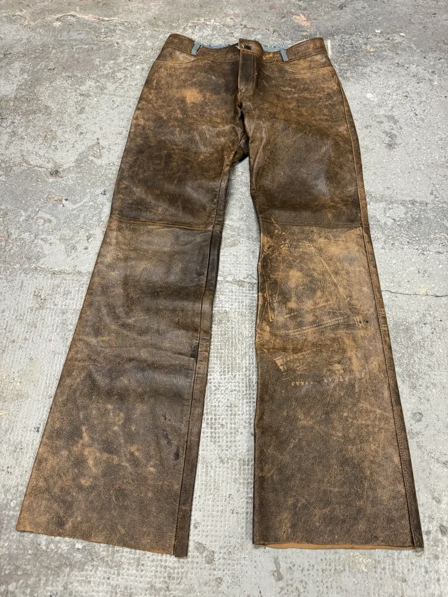 Catherina Lucchi Distressed Eroded Leather Denim Pants - Image 8