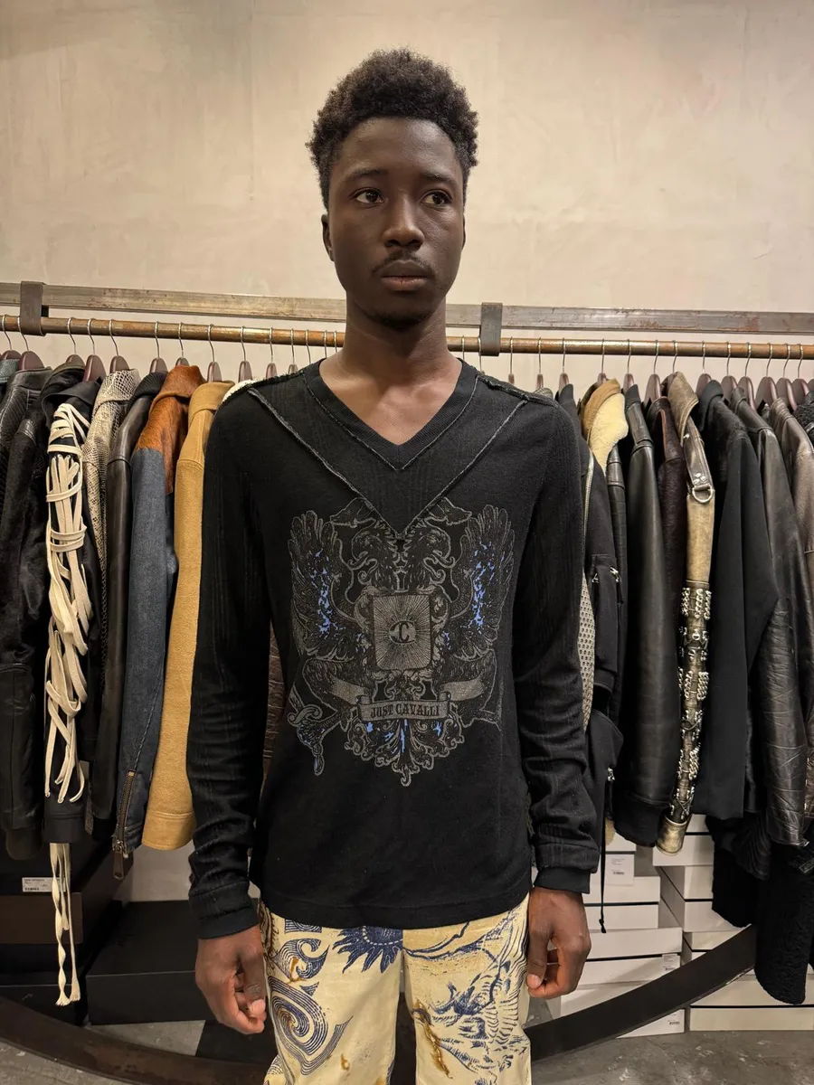 Cavalli Black V Neck Sweater