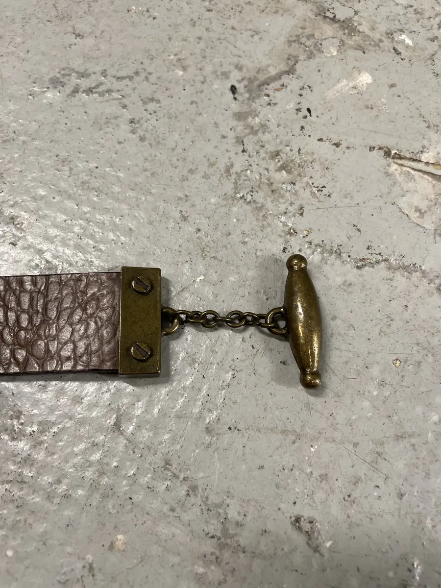Cavalli Brown Embossed Crocodile Effect Leather Belt - Image 6