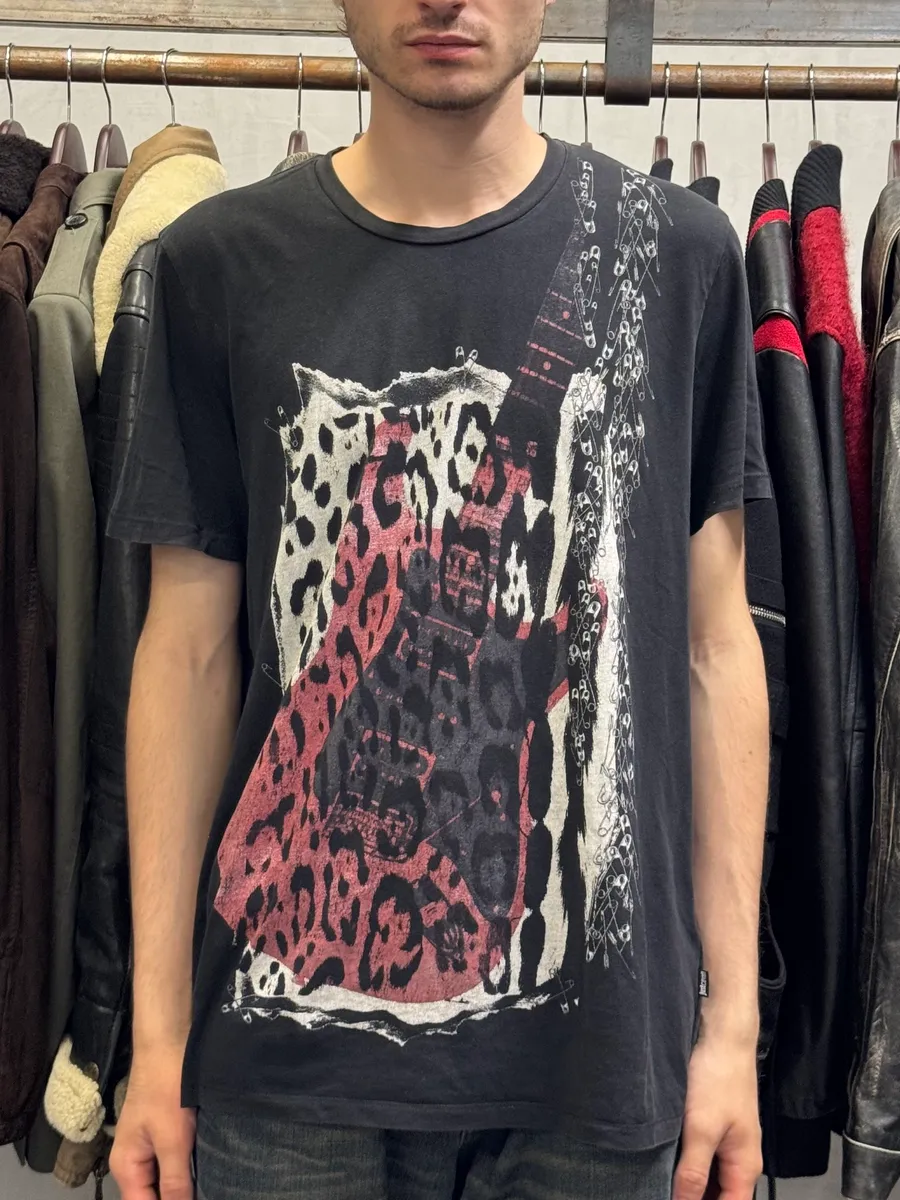 Cavalli Cheetah Leopard Guitar Black World Tour T-Shirt - Image 2