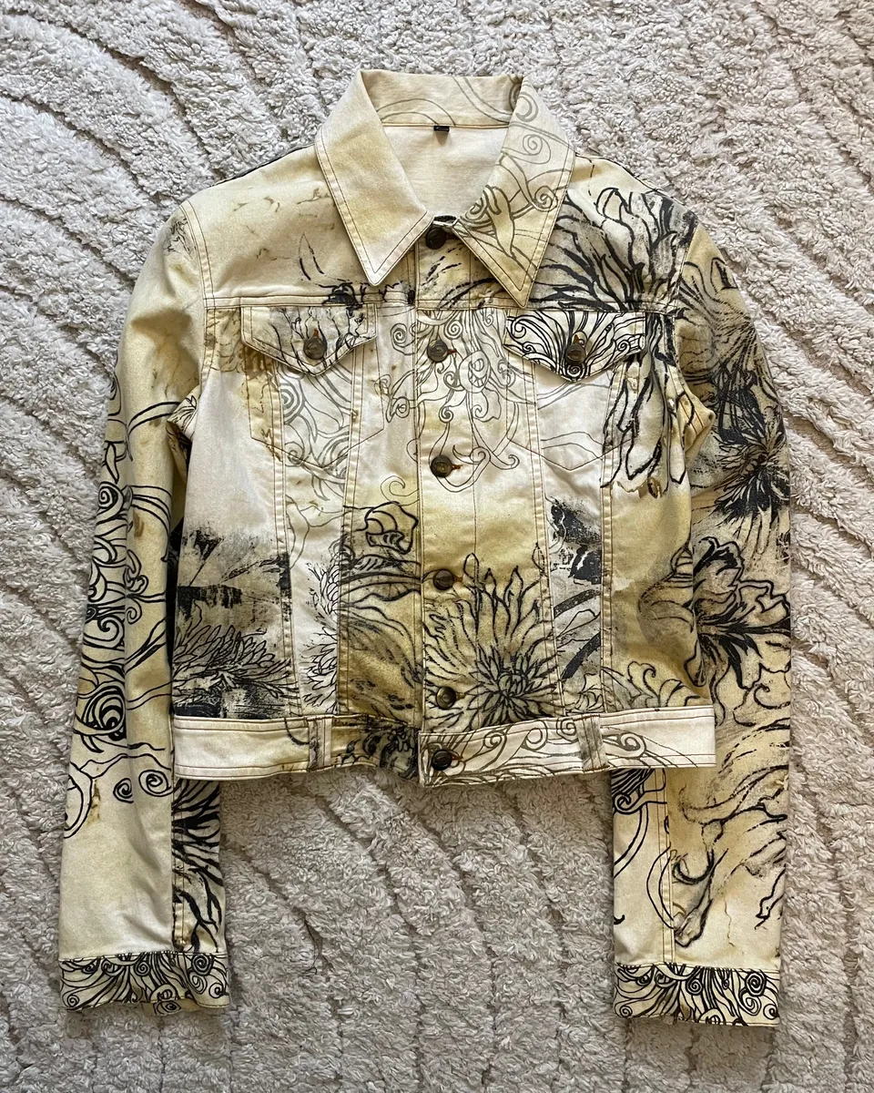 Cavalli Chinese Ink Flowers Cropped Jacket