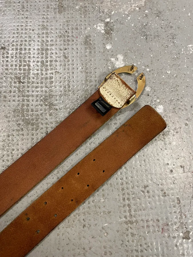 Cavalli Cracked Beige Leather Artisanal Belt - Image 5