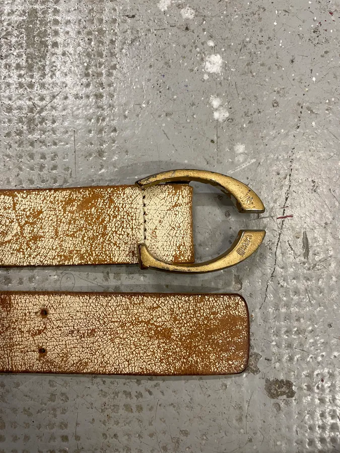 Cavalli Cracked Beige Leather Artisanal Belt - Image 6