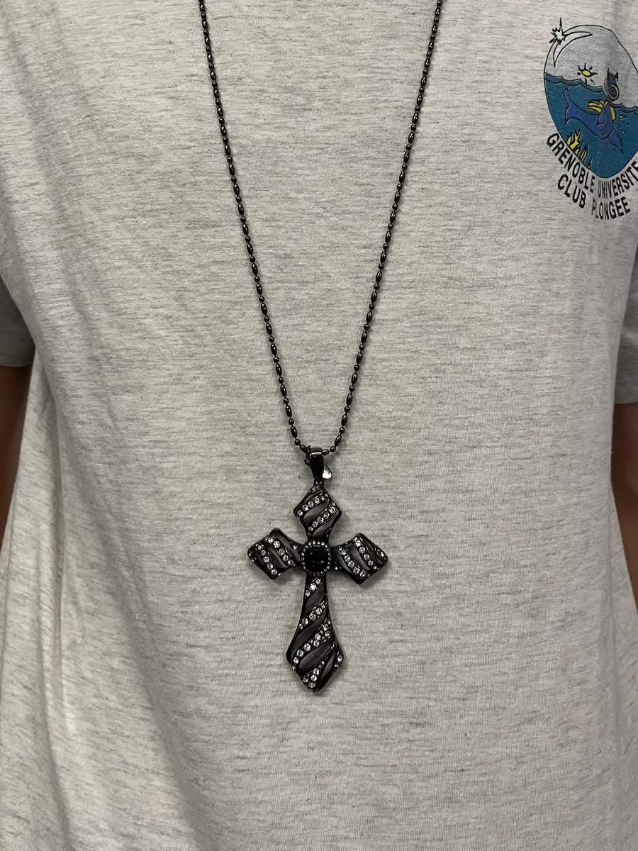 Cavalli Embellished Studded Cross Necklace - Image 4