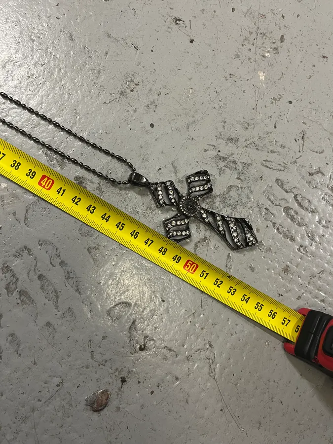 Cavalli Embellished Studded Cross Necklace - Image 6