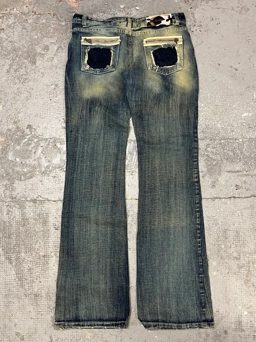 Cavalli Faded Blue Caw Patchwork Denim Jeans - Image 4
