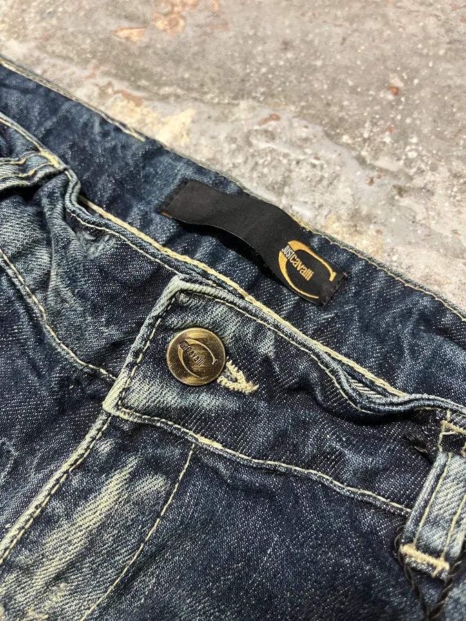 Cavalli Faded Blue Caw Patchwork Denim Jeans - Image 5