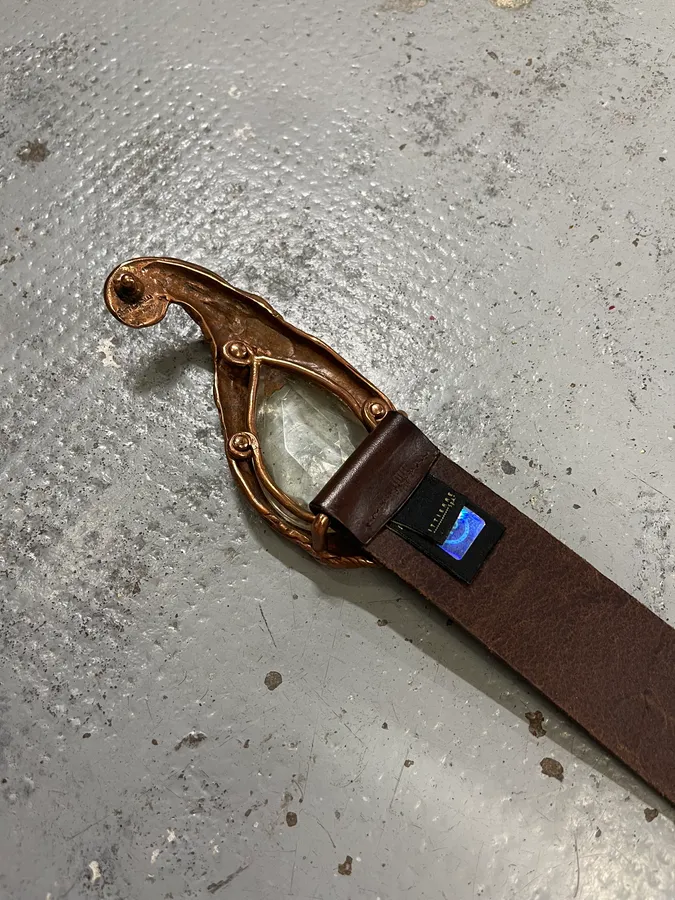 Cavalli Gemstone Buckle Brown Leather Belt - Image 7