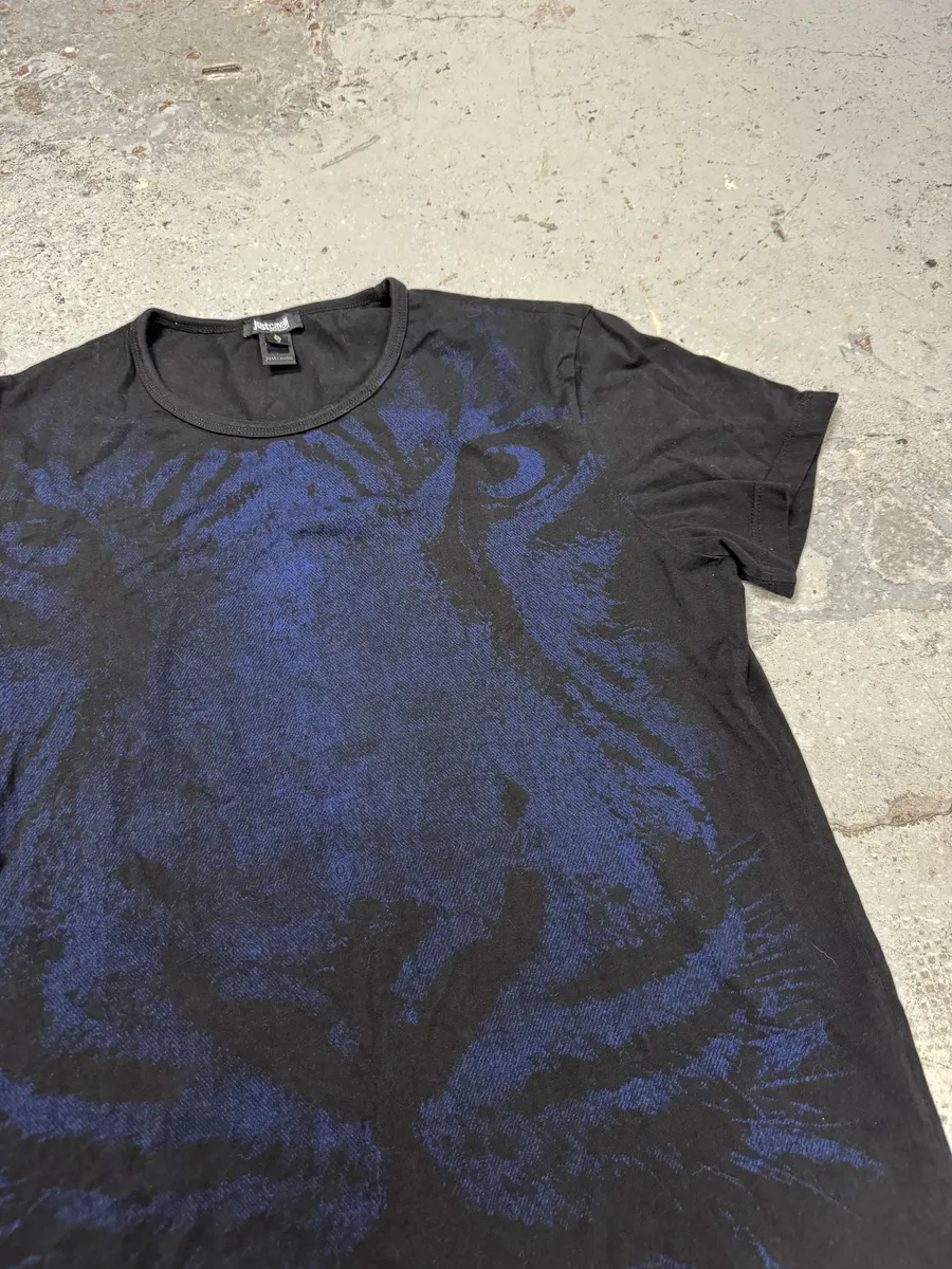 Cavalli Obscure Blue Tiger Black T-Shirt - Image 5