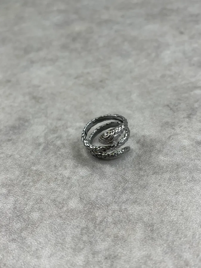 Cavalli Silver Grey Metal Braided Snake Ring - Image 2