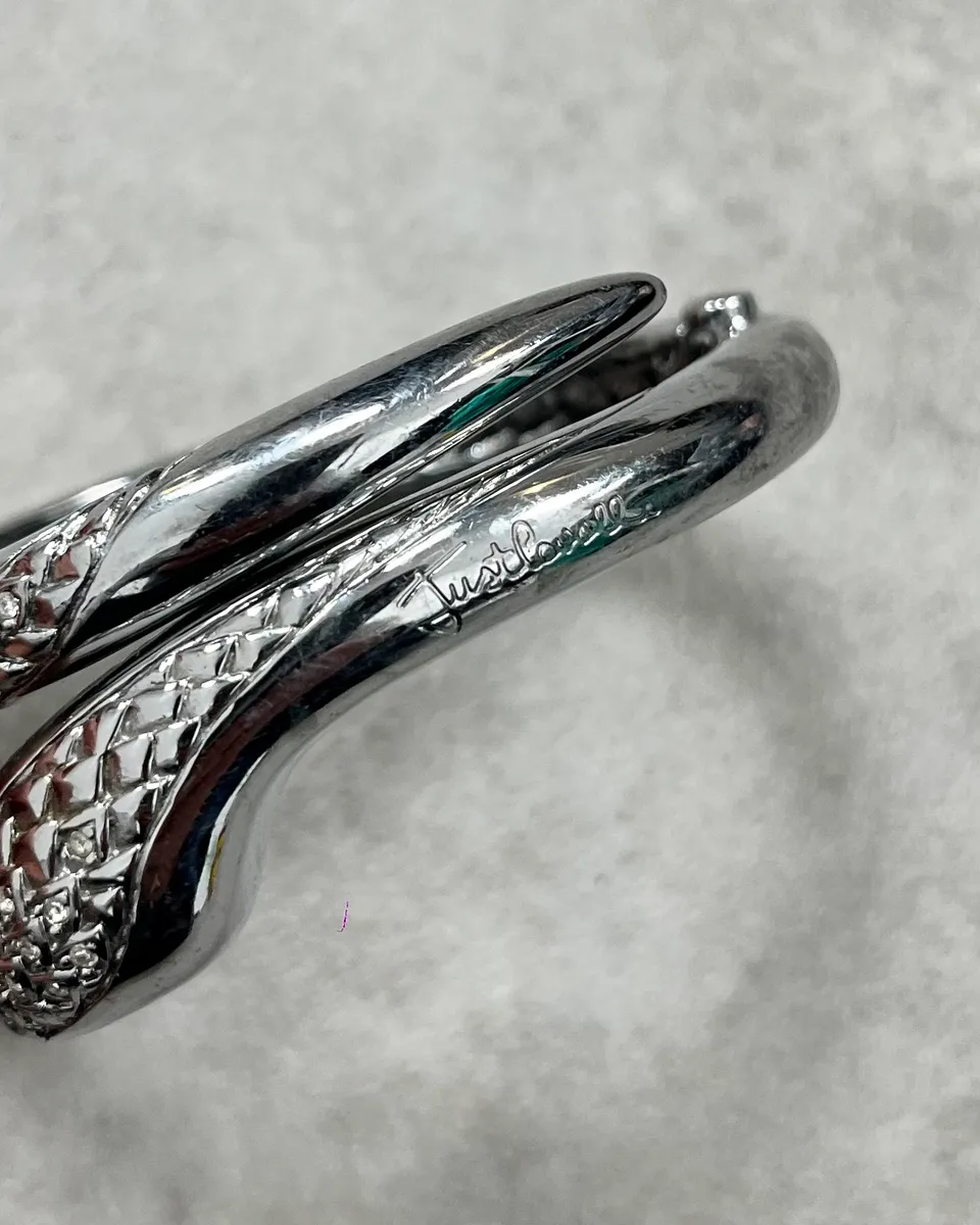 Cavalli Silver Metal Snake Bangle Bracelet - Image 5