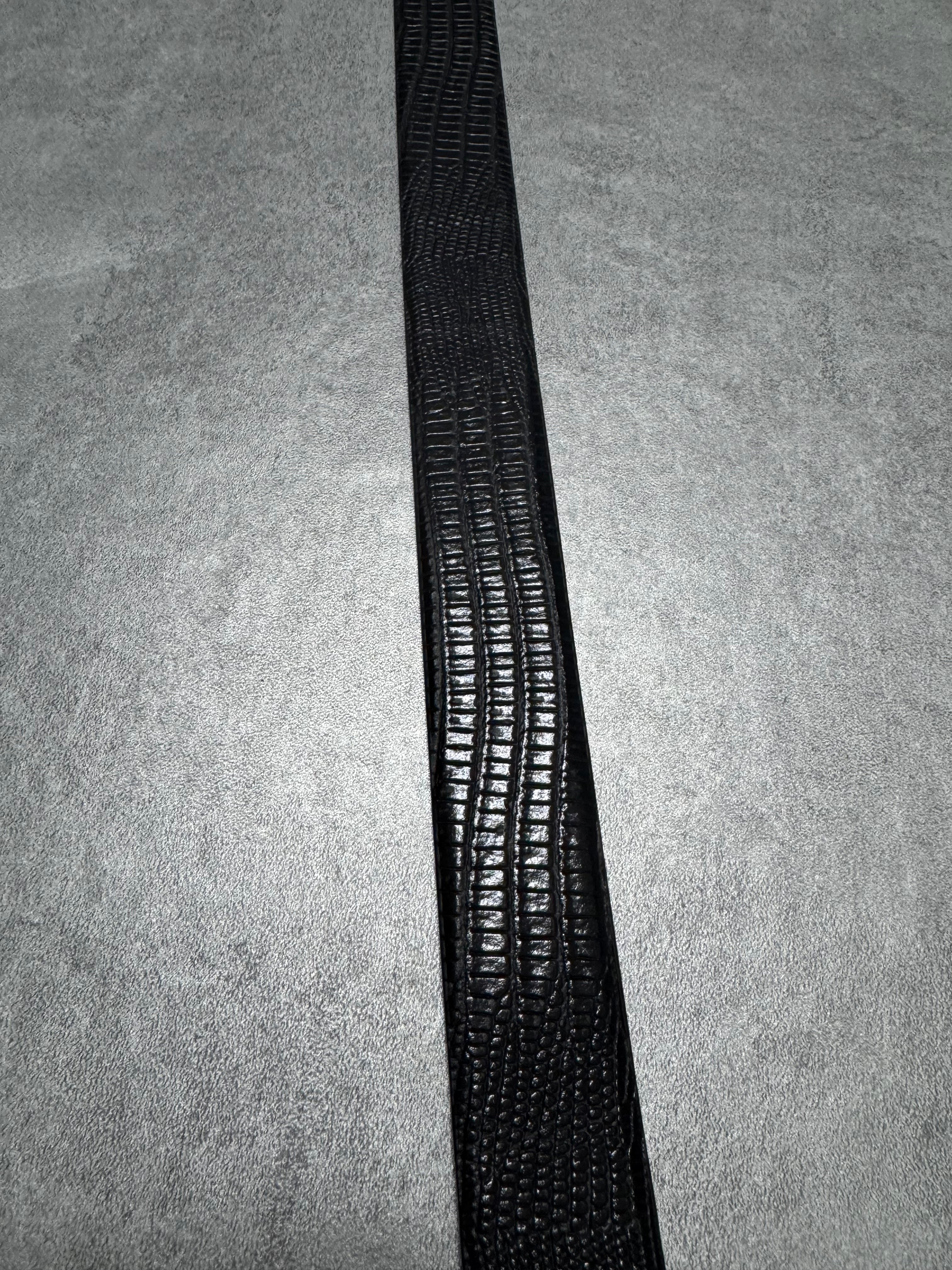Cavalli Snake Effect Black Calf Leather Belt - Image 4