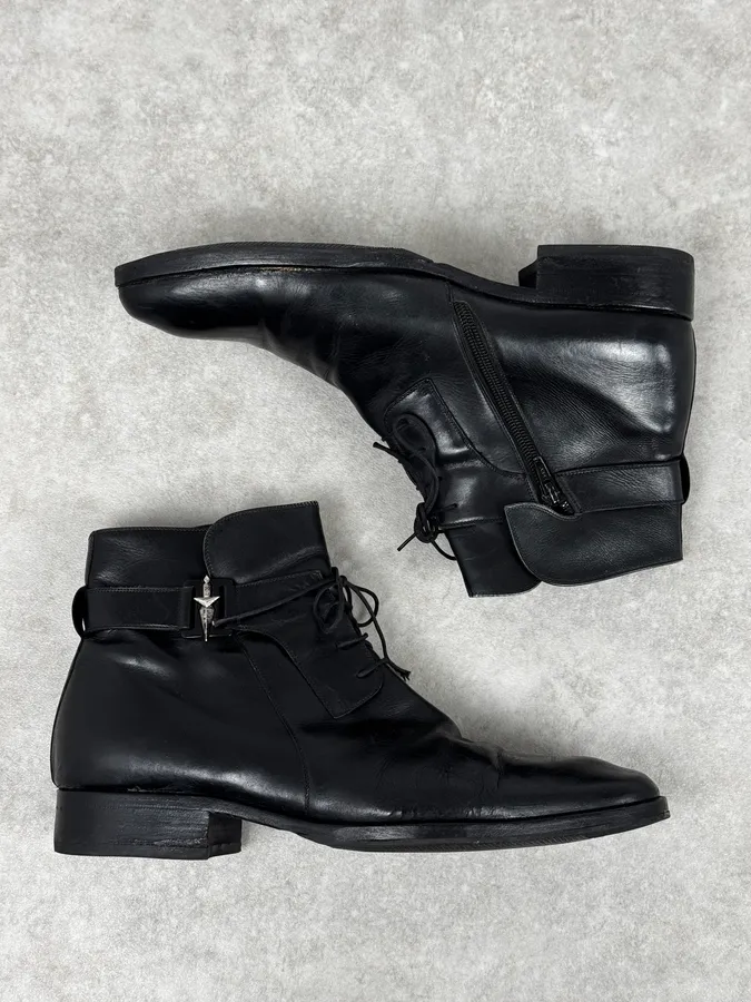 Cesare Paciotti Black Avant-Garde Rock Leather Italian Boots - Image 3