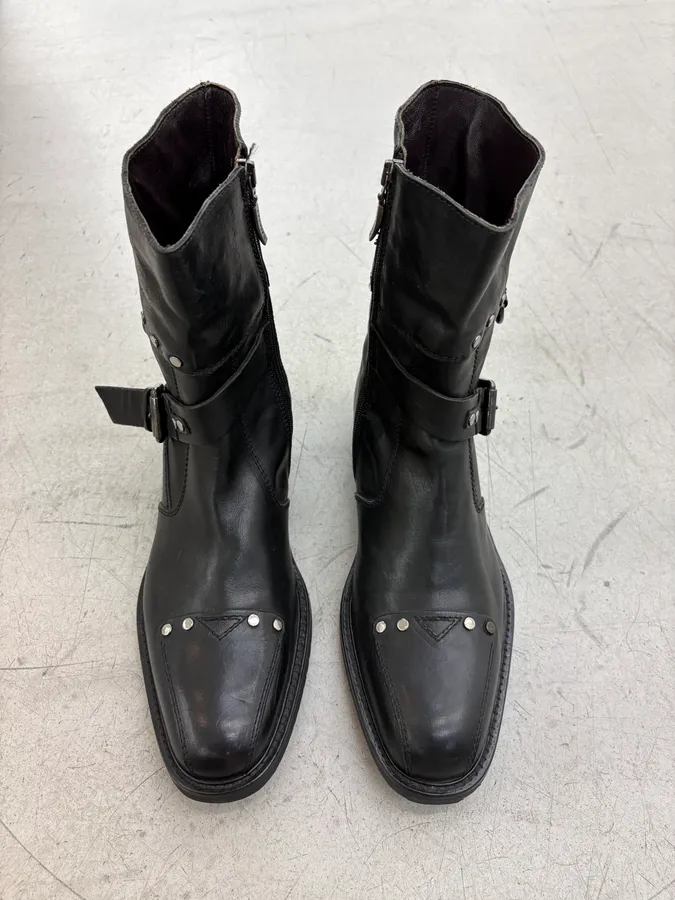 Cesare Paciotti Black Leather Studded Ankle Boots - Image 2