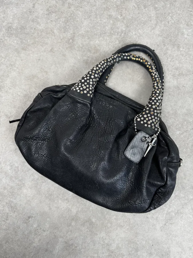 Cesare Paciotti Black Leather Studded Handle Bag - Image 6