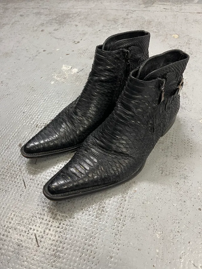 Cesare Paciotti Black Python Leather Chelsea Boots - Image 4