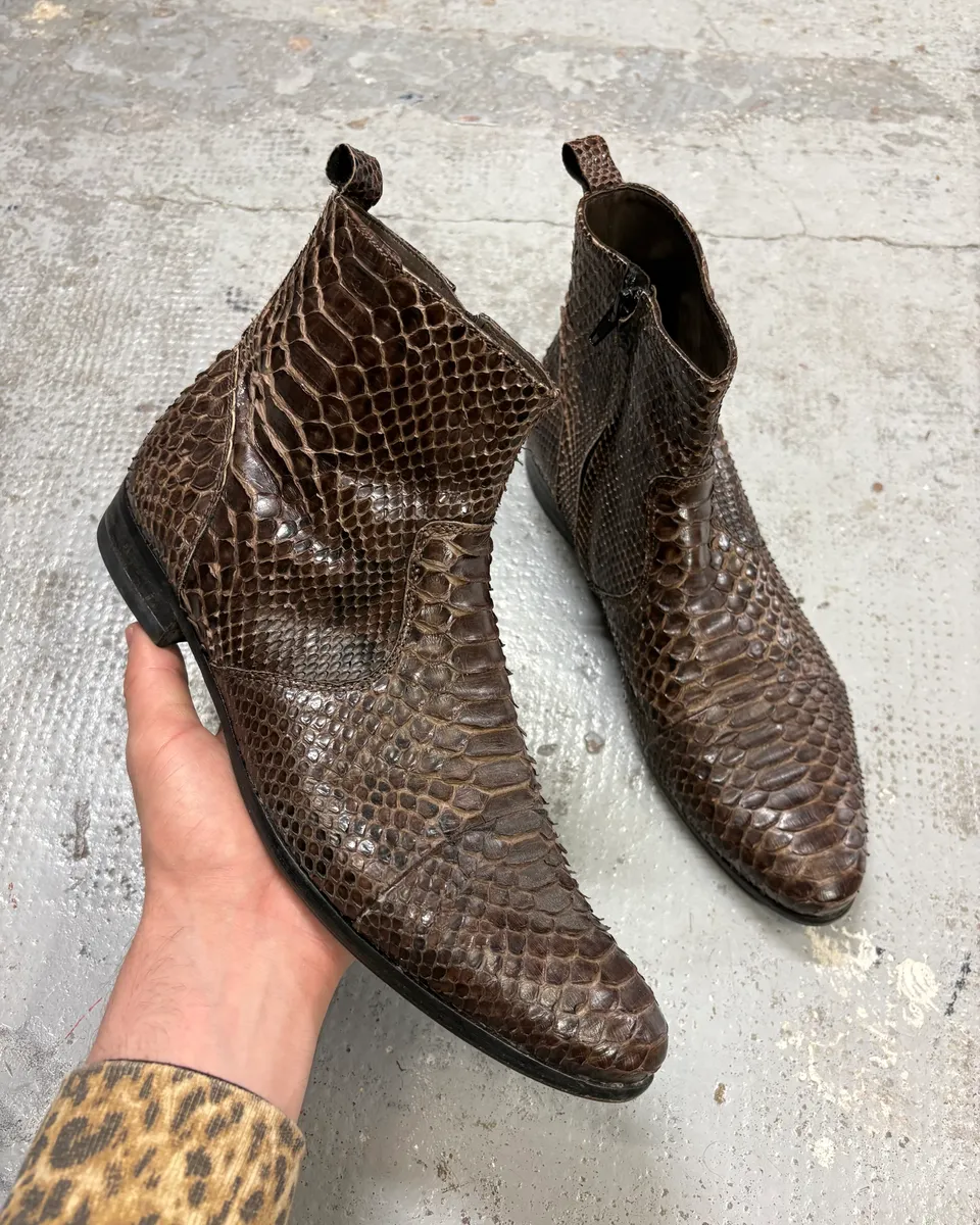 Cesare Paciotti Brown Python Leather Boots