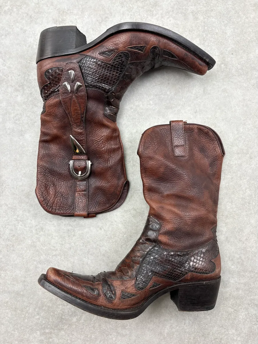 Cesare Paciotti Brown Python Leather Western Boots - Image 4