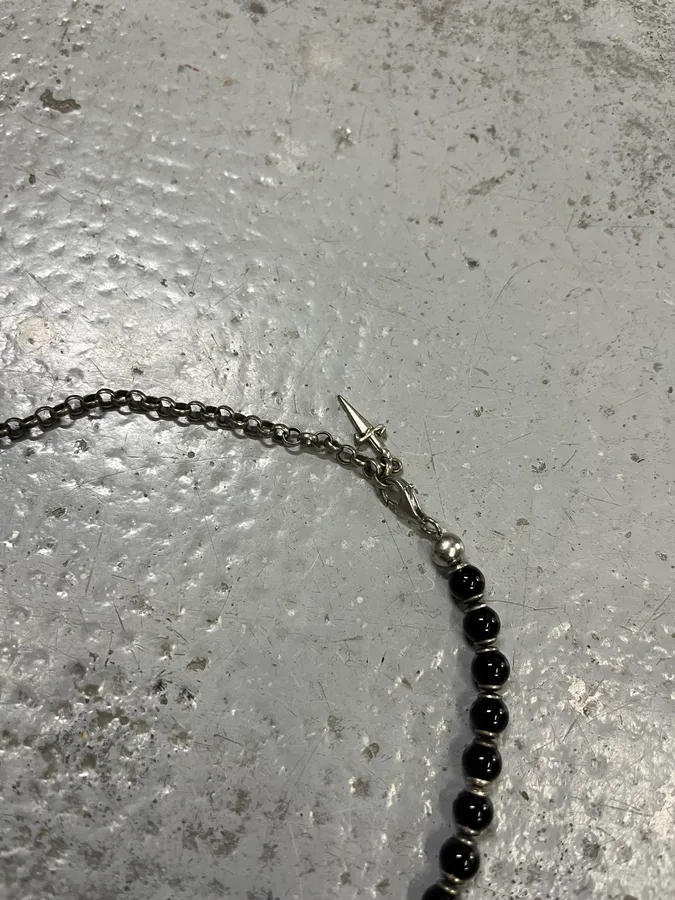 Cesare Paciotti Dagger Black Beaded Necklace - Image 4