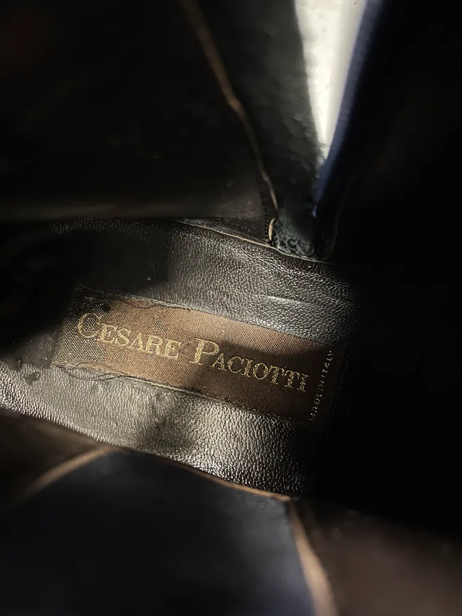 Cesare Paciotti Geometrical Buckle Navy Suede Leather Boots - Image 10