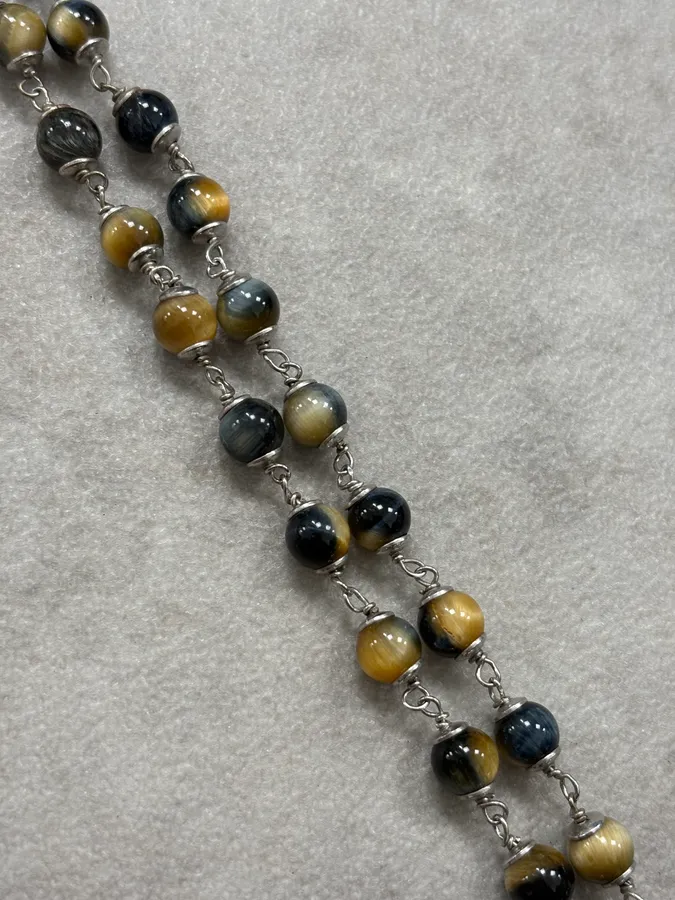 Cesare Paciotti Gold Tigers Eye Cross Pendant Necklace - Image 9