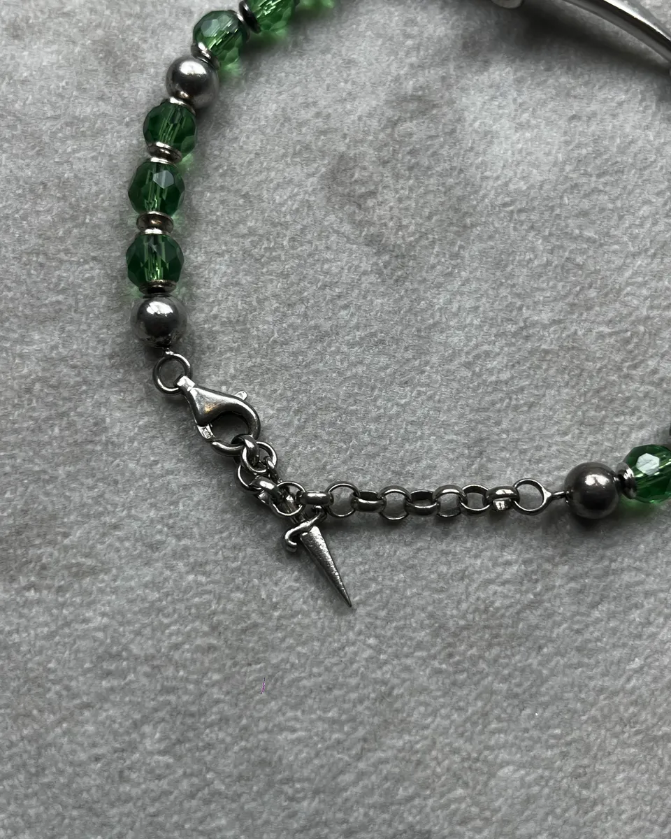Cesare Paciotti Green Pearl Steel Dagger Bracelet - Image 7