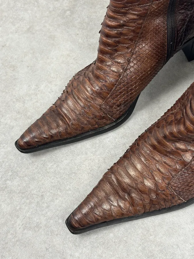Cesare Paciotti Italian Python Leather Brown Boots - Image 5