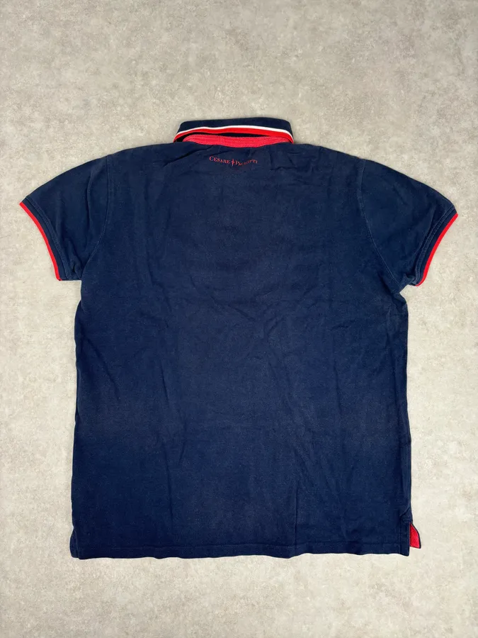 Cesare Paciotti Navy Cotton Contrast Trim Polo - Image 5