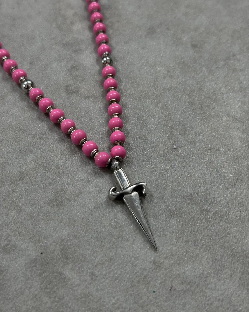 Cesare Paciotti Pink Pearl Silver Dagger Necklace - Image 3
