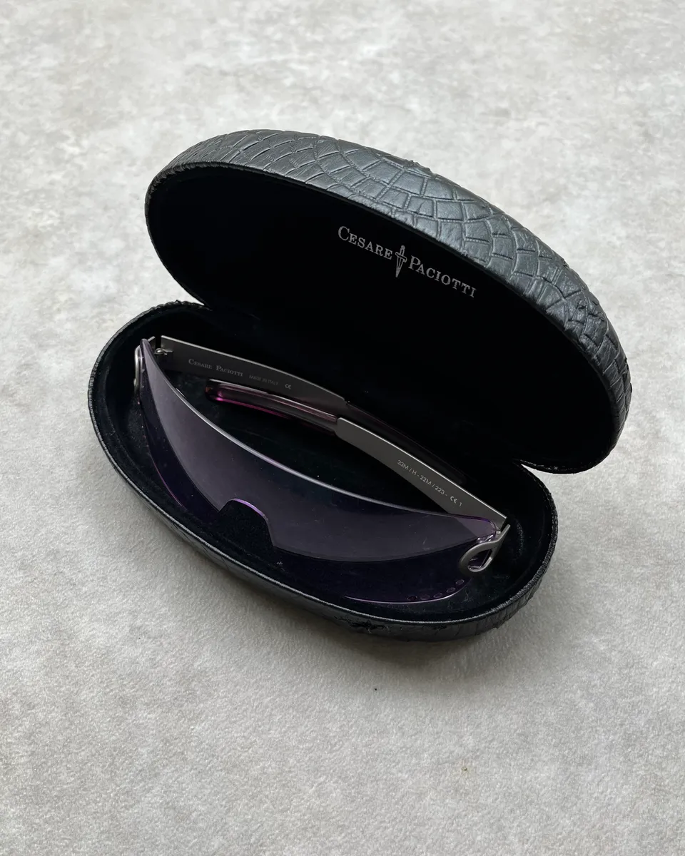 Cesare Paciotti Purple Acetate Shield Sunglasses - Image 4