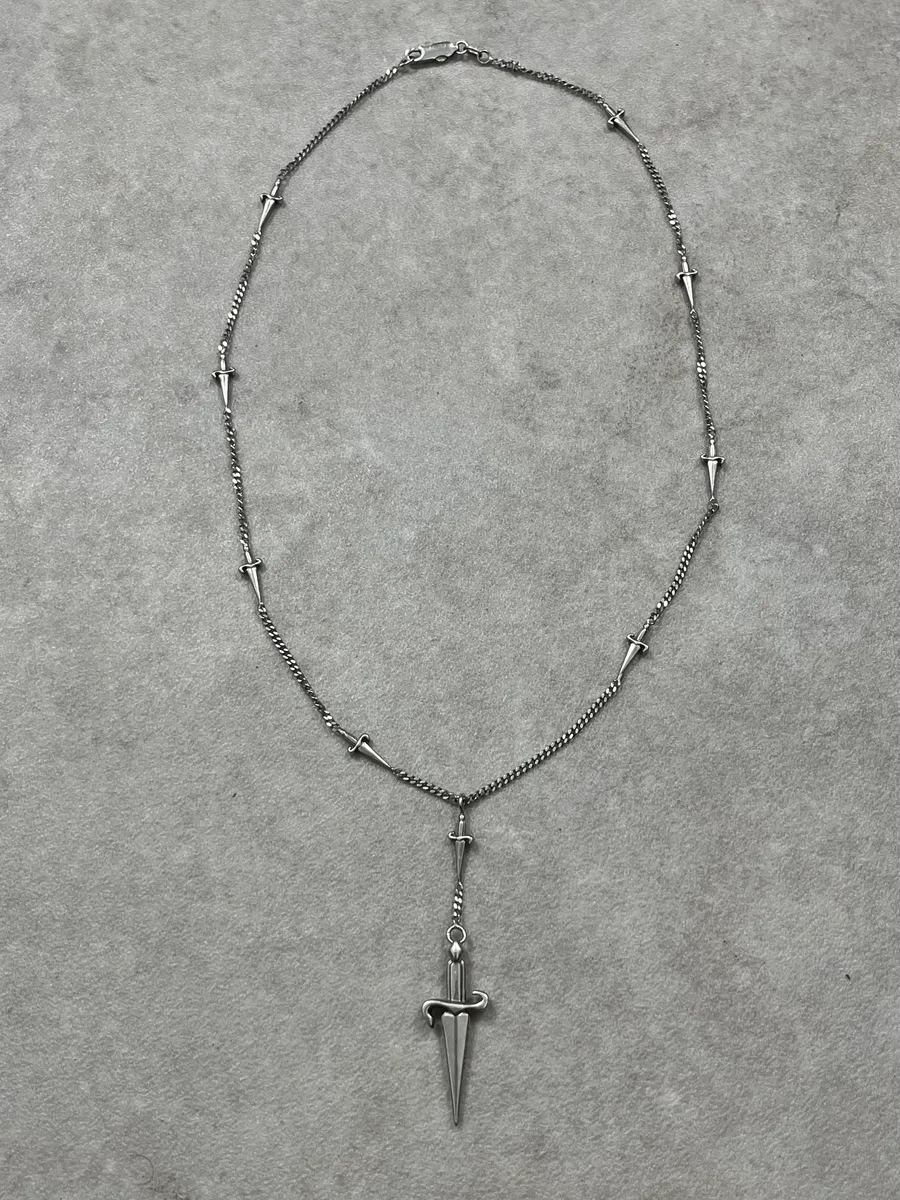 Cesare Paciotti Silver Grey Dagger Necklace