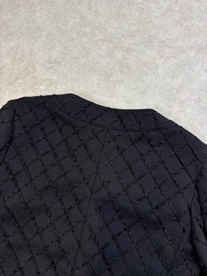 Chanel Black Diamond Quilted Cropped Jacket - Image 6
