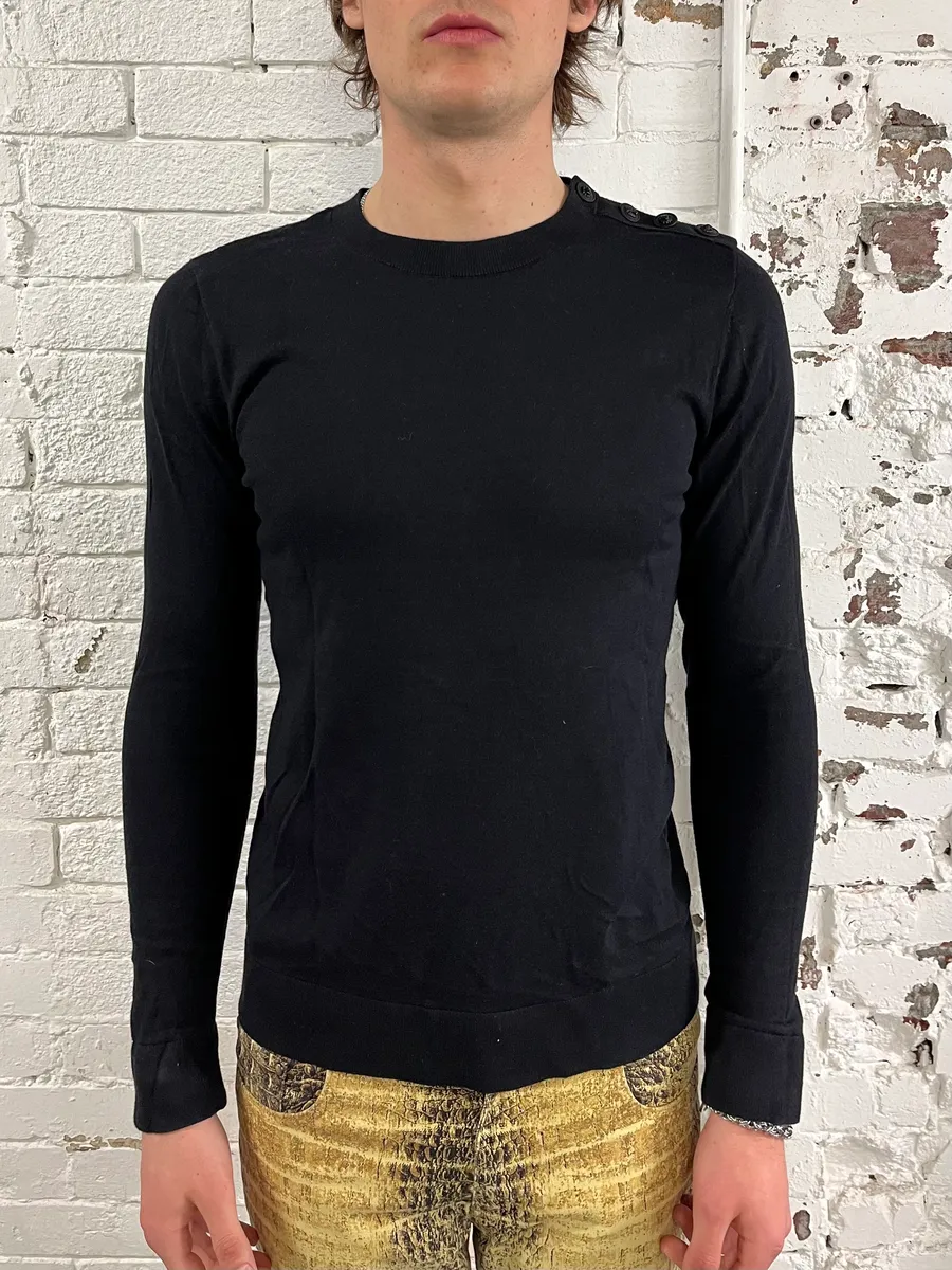 Chanel Black Minimalist Buttoned Classy Sweater - Image 2