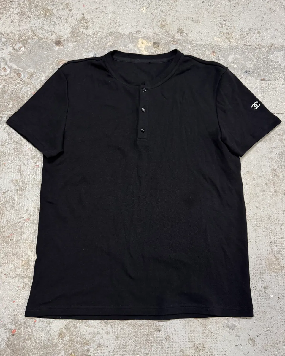 Chanel Black Short Sleeves Henley Tee-Shirt