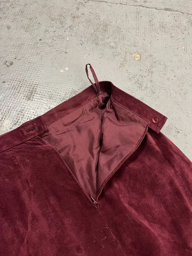 Chanel Double Breasted Bordeaux Suede Jacket & Skirt Set - Image 10