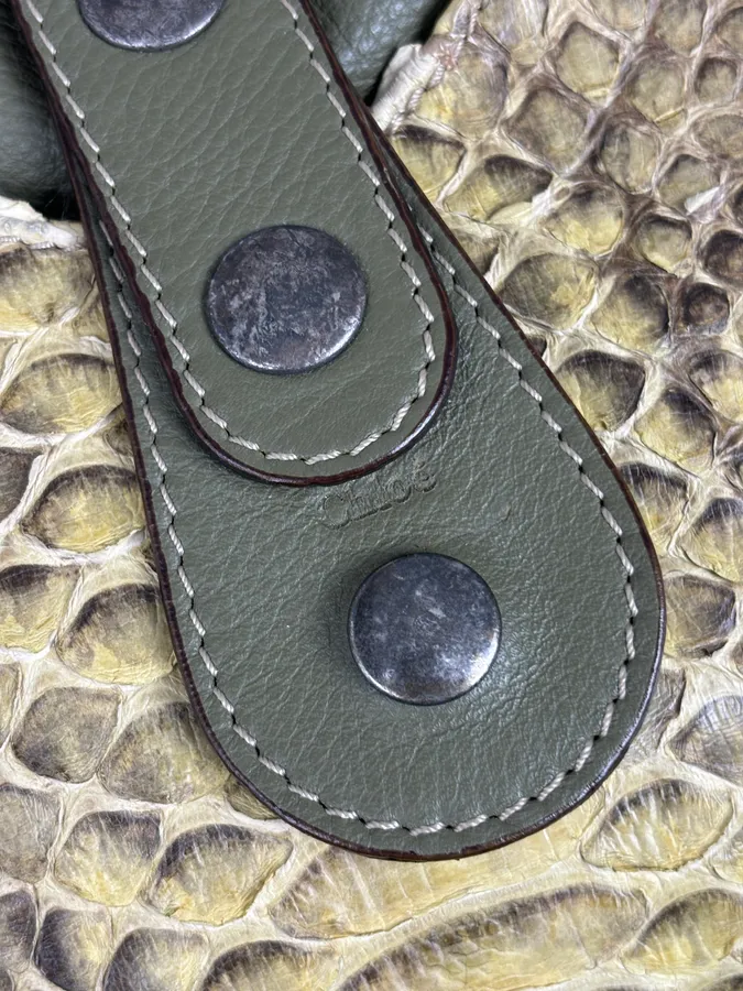 Chloé Khaki Green Silverado Python Leather Handle Bag - Image 12