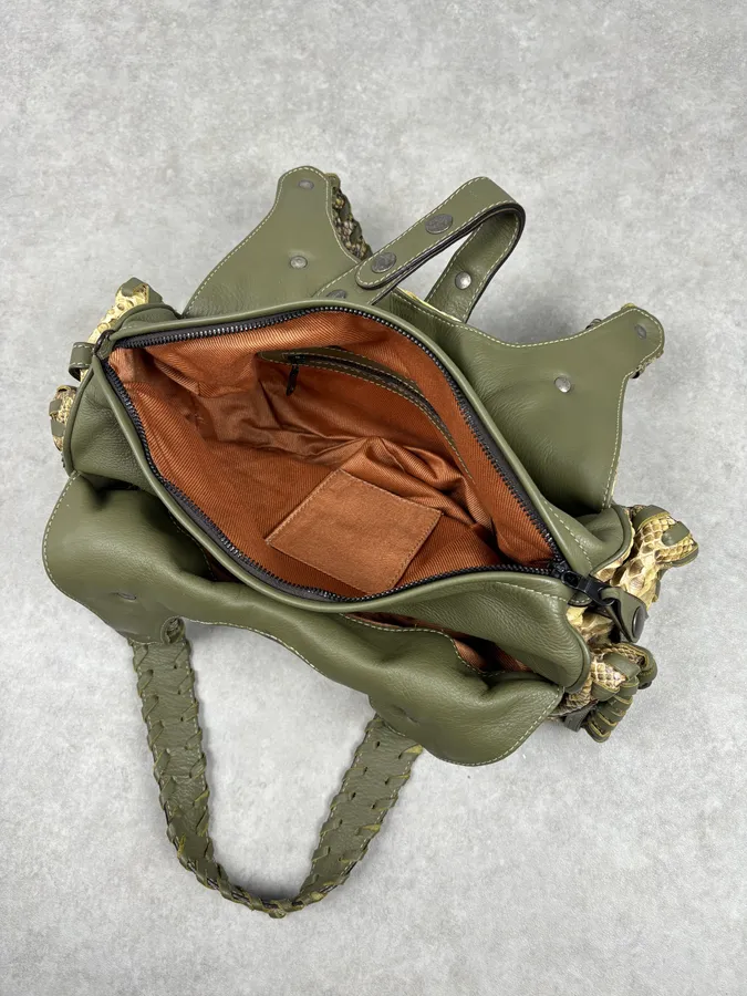 Chloé Khaki Green Silverado Python Leather Handle Bag - Image 14