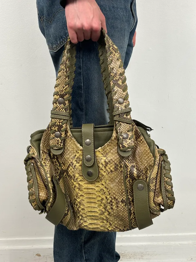 Chloé Khaki Green Silverado Python Leather Handle Bag - Image 3