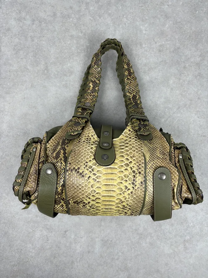 Chloé Khaki Green Silverado Python Leather Handle Bag - Image 5