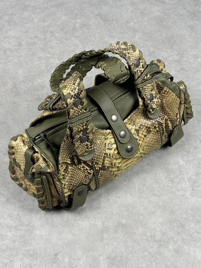 Chloé Khaki Green Silverado Python Leather Handle Bag - Image 6