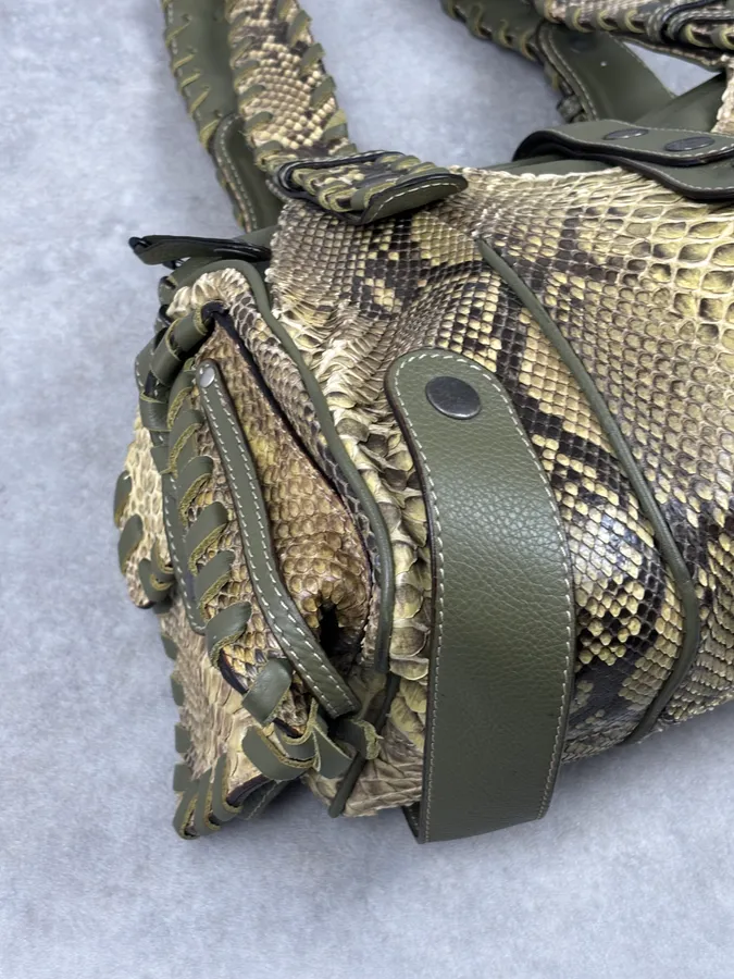 Chloé Khaki Green Silverado Python Leather Handle Bag - Image 8