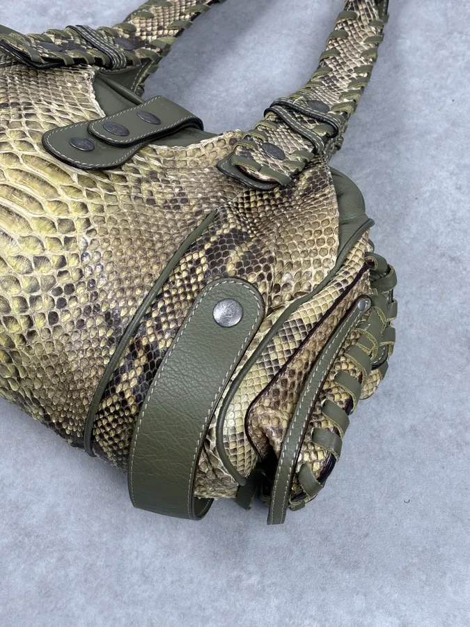 Chloé Khaki Green Silverado Python Leather Handle Bag - Image 9