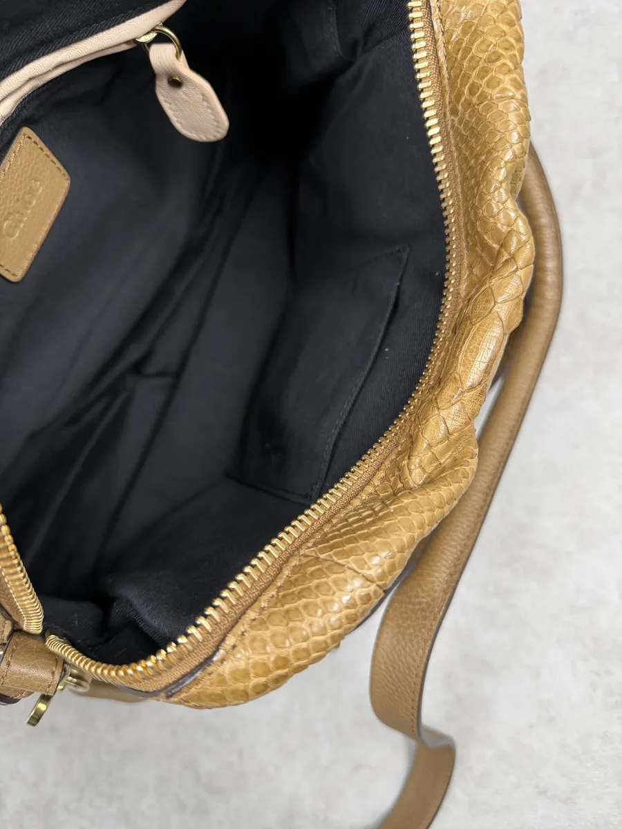 Chloe Python Leather Khaki Green Paraty Handle Bag - Image 11
