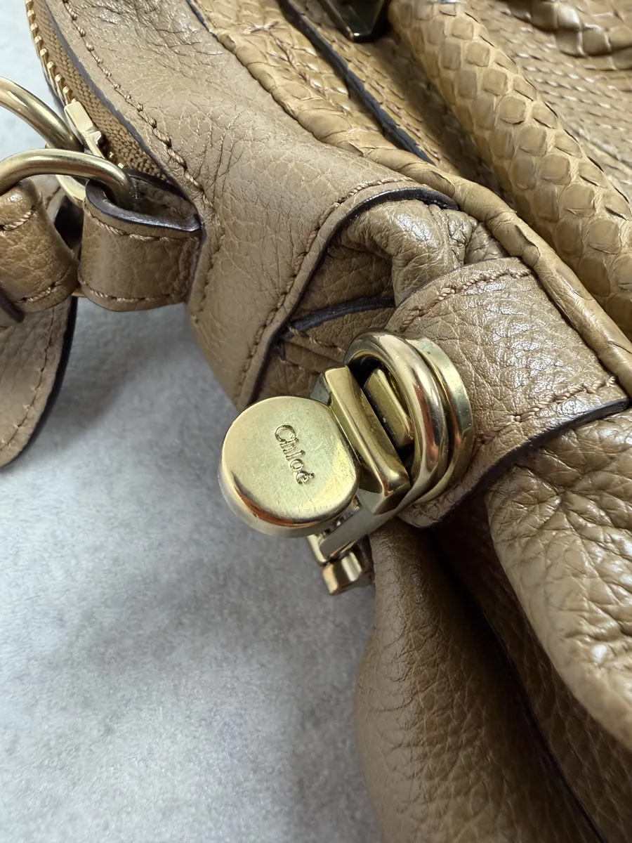 Chloe Python Leather Khaki Green Paraty Handle Bag - Image 5