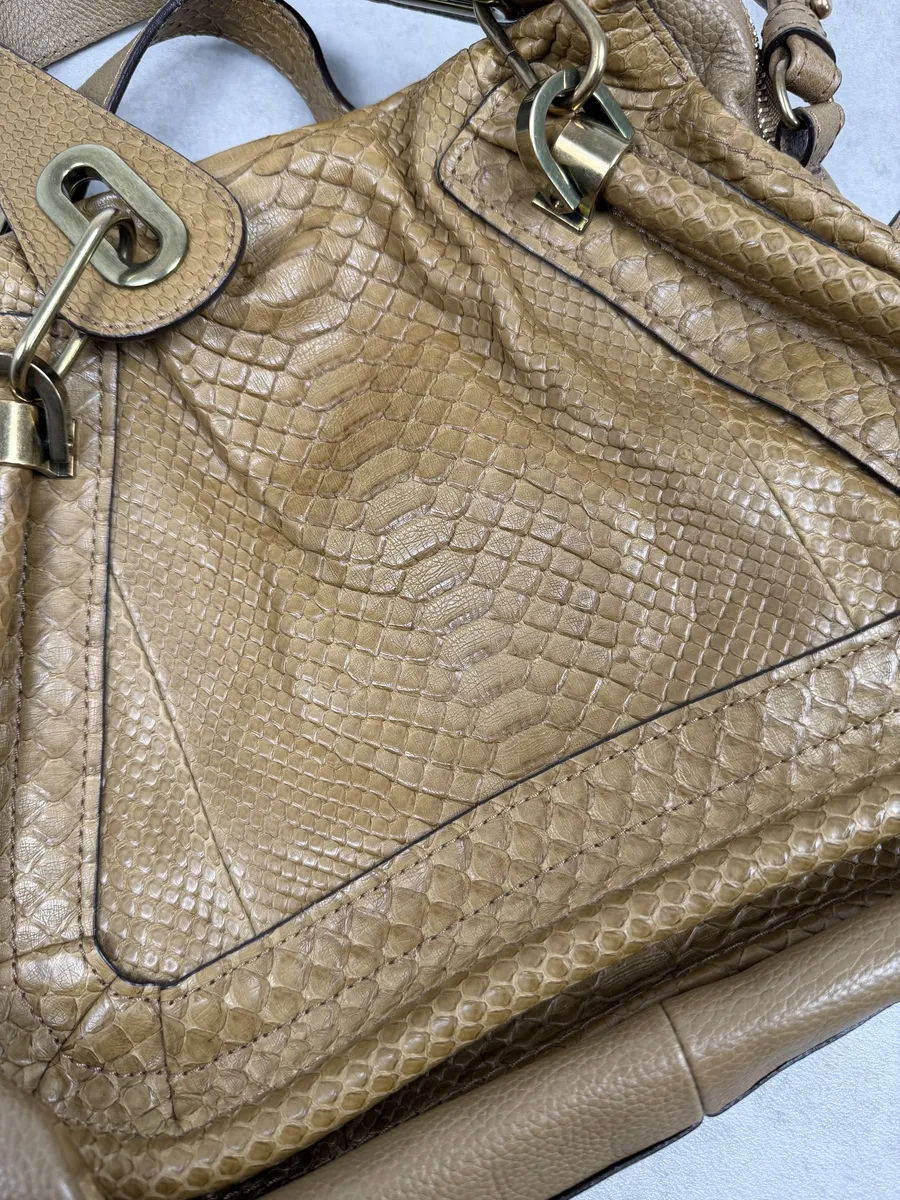 Chloe Python Leather Khaki Green Paraty Handle Bag - Image 6