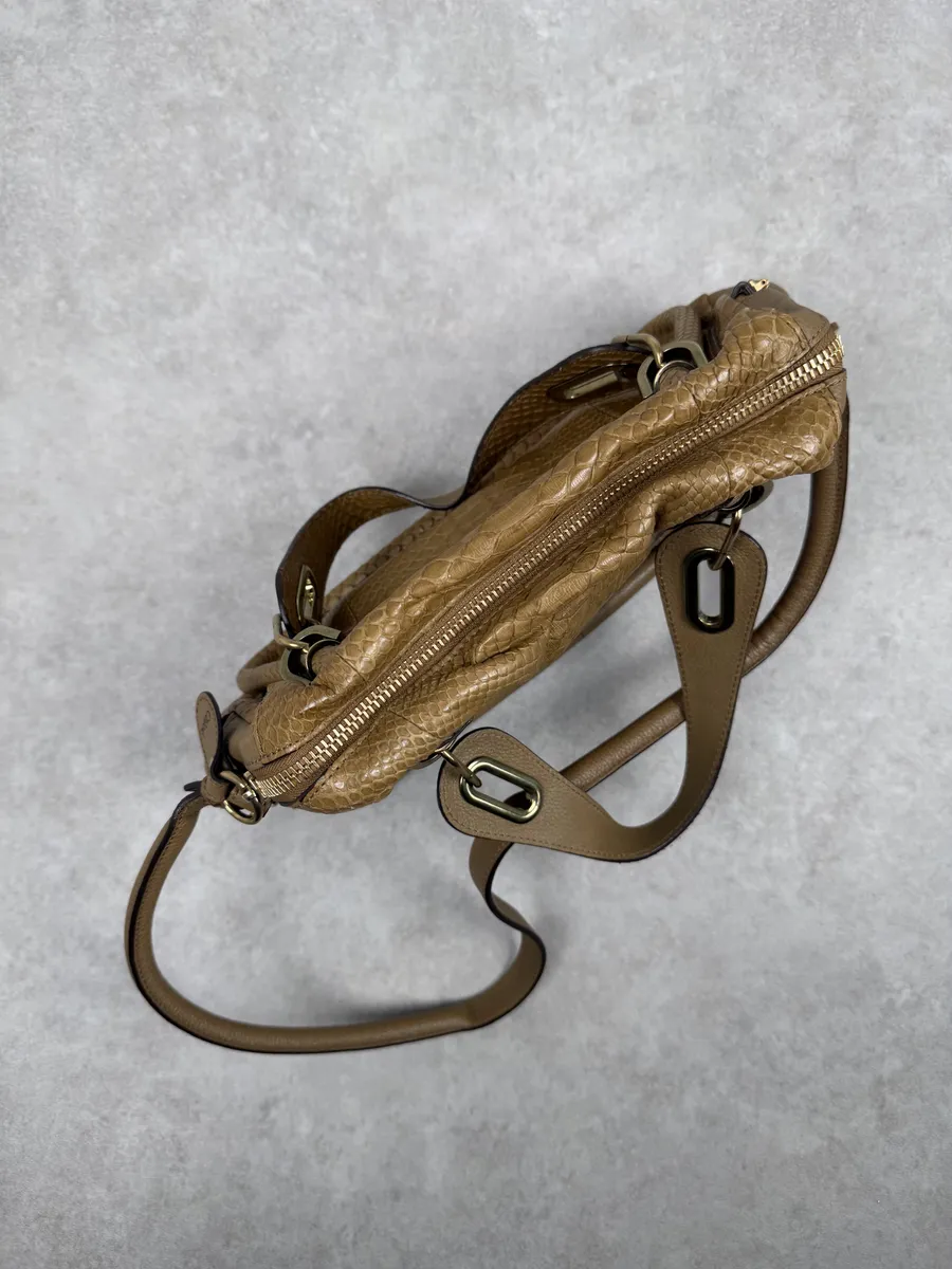 Chloe Python Leather Khaki Green Paraty Handle Bag - Image 7